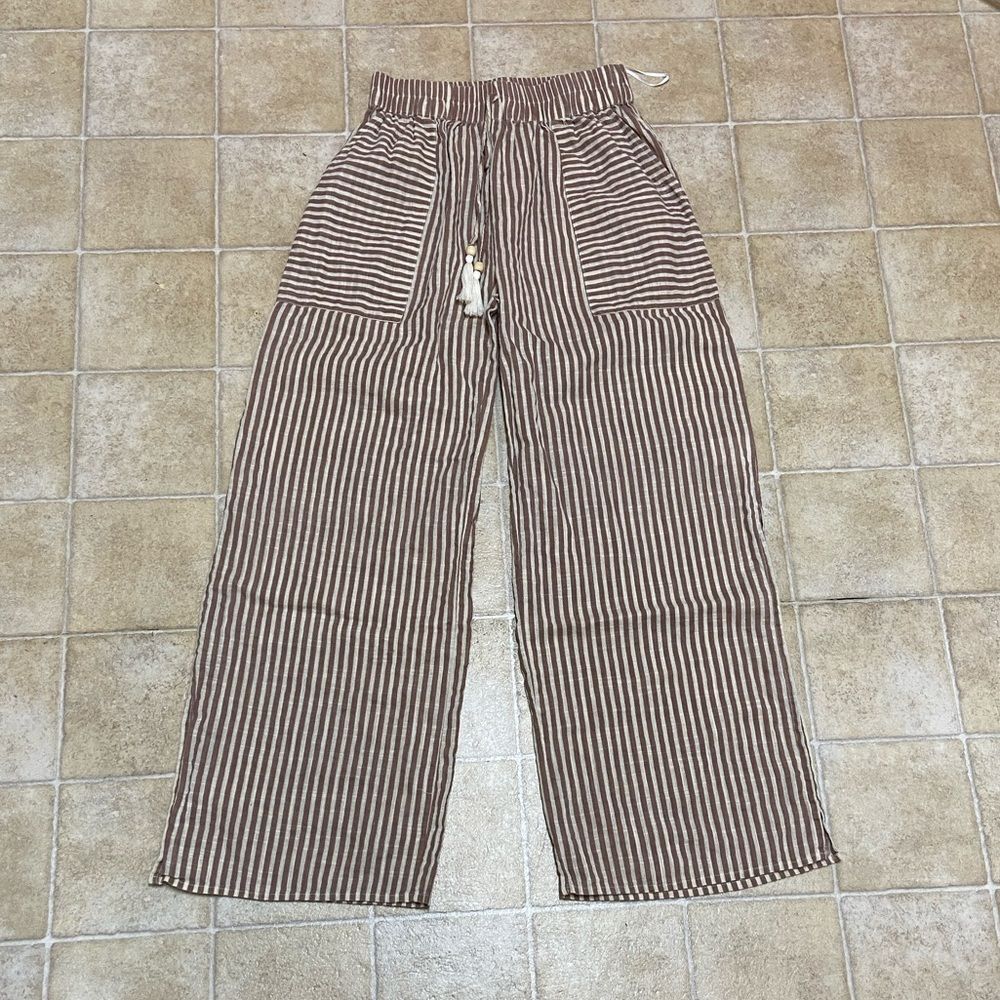 Salty Lemon Striped Wide-Leg Pants Size Small
